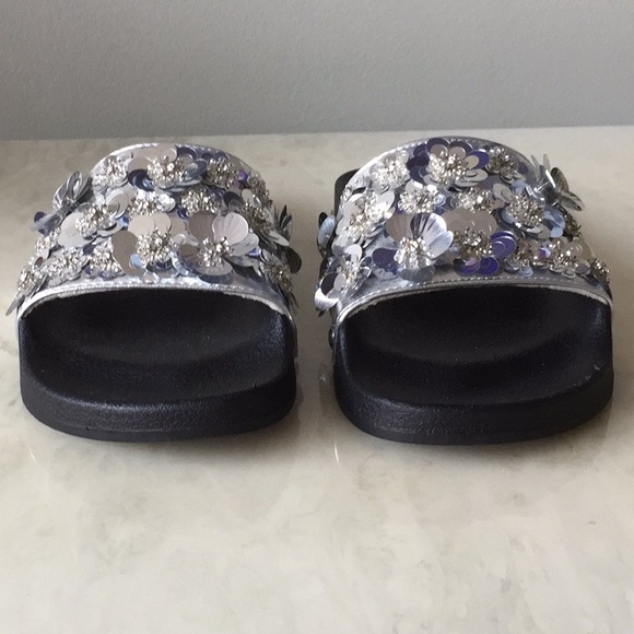 LAST PAIR Steve Madden Sequin & Beaded Slides - Picture 2 of 5